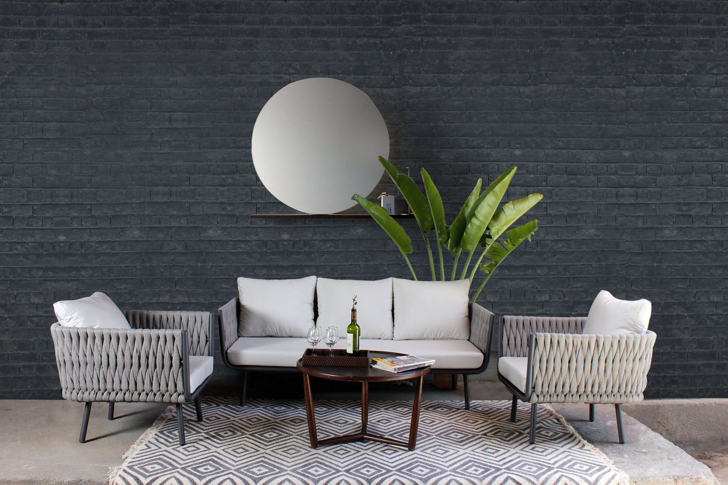 Synthetic Braid Outdoor Sofa Set